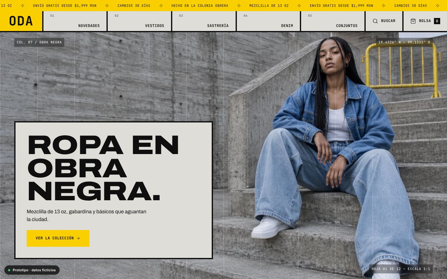 Vista de escritorio del catálogo Obra negra