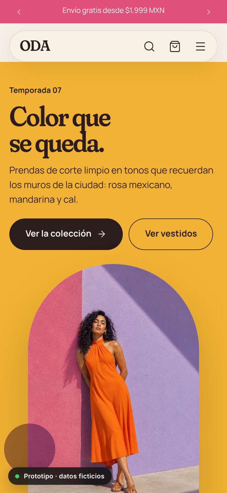 Vista móvil del catálogo Barragán