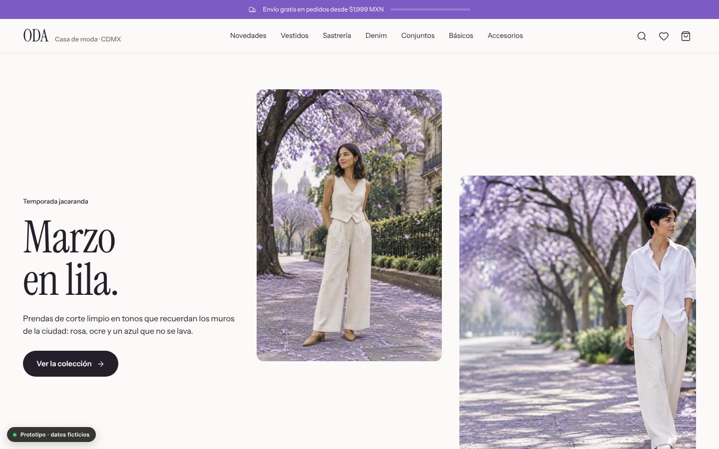 Vista de escritorio del catálogo Jacaranda